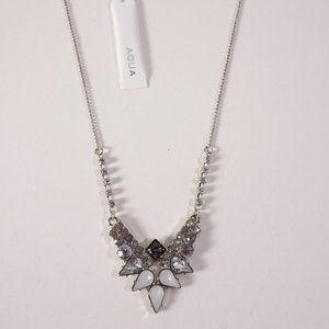 Bloomingdale's Aqua Crystal Opal Snowflake Long Necklace NWT 38